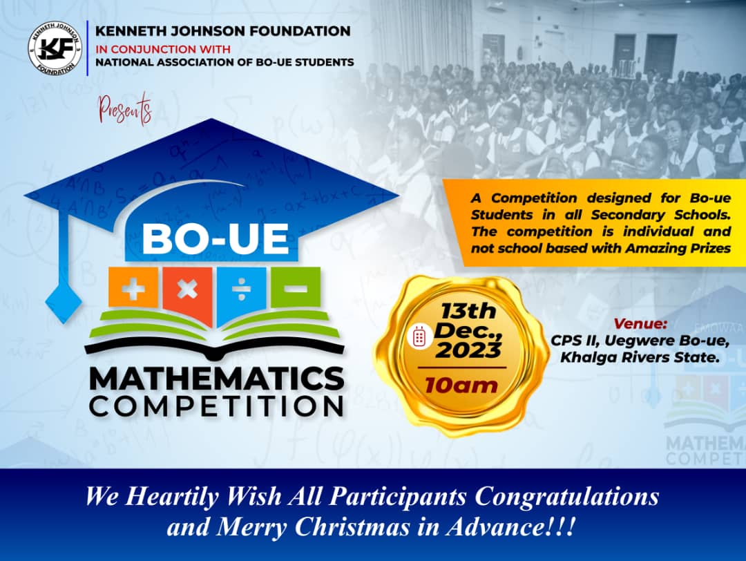 Bo-ue Mathematics Competition (Bmc) 2023 Proudly Sponsored And Initiated By Kenneth Johnson Foundation Held Successfully At Model Primary School 1, Uegwere Bo-ue, Khana LGA, Rivers Where Over 150 Students Participated.