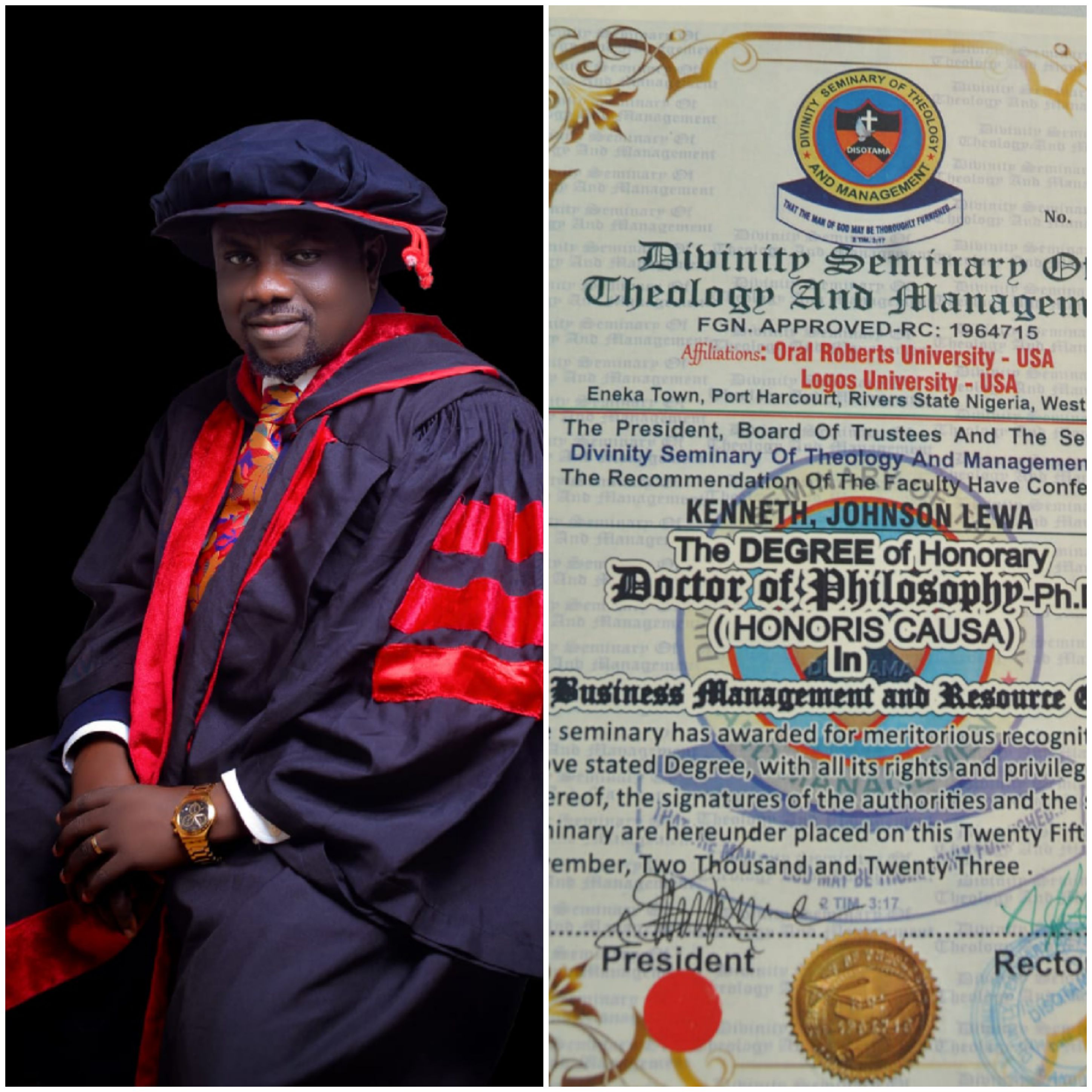 Congratulatory Message To Hon Dr Johnson Kenneth Lewa CEO of KJF on your well-deserved Honorary Doctorate! 