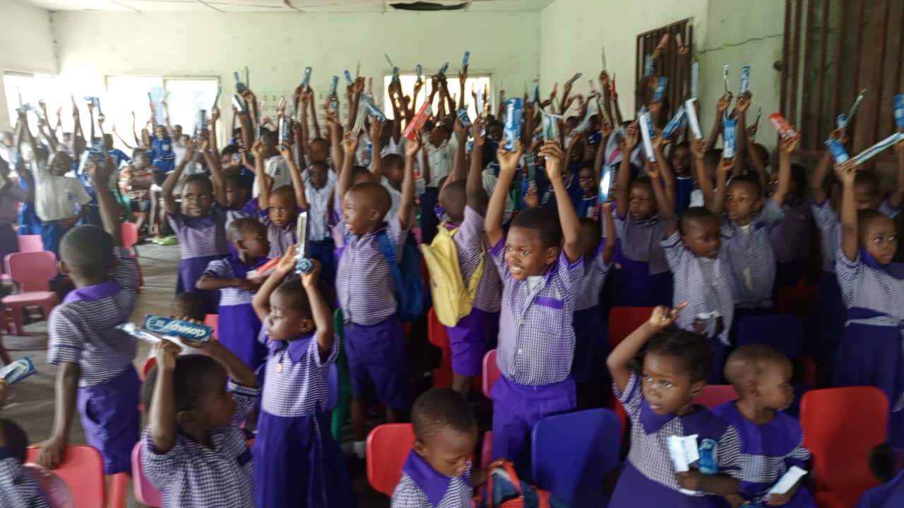 Kenneth Johnson Foundation Oral Health Awareness/Sensitization Campaign Team Storm Trinity State School Soku In Akuku Turu Lga, Rivers State. Distributed Closeup  Toothpaste And Brushed Over One Thousand Two Hundred To Pupils/ Students Today
